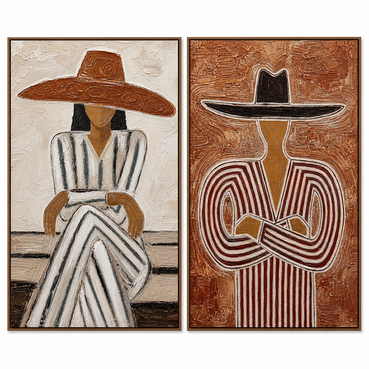 Desert Duo - Hand-Painted Western Portrait Diptych Wall Art