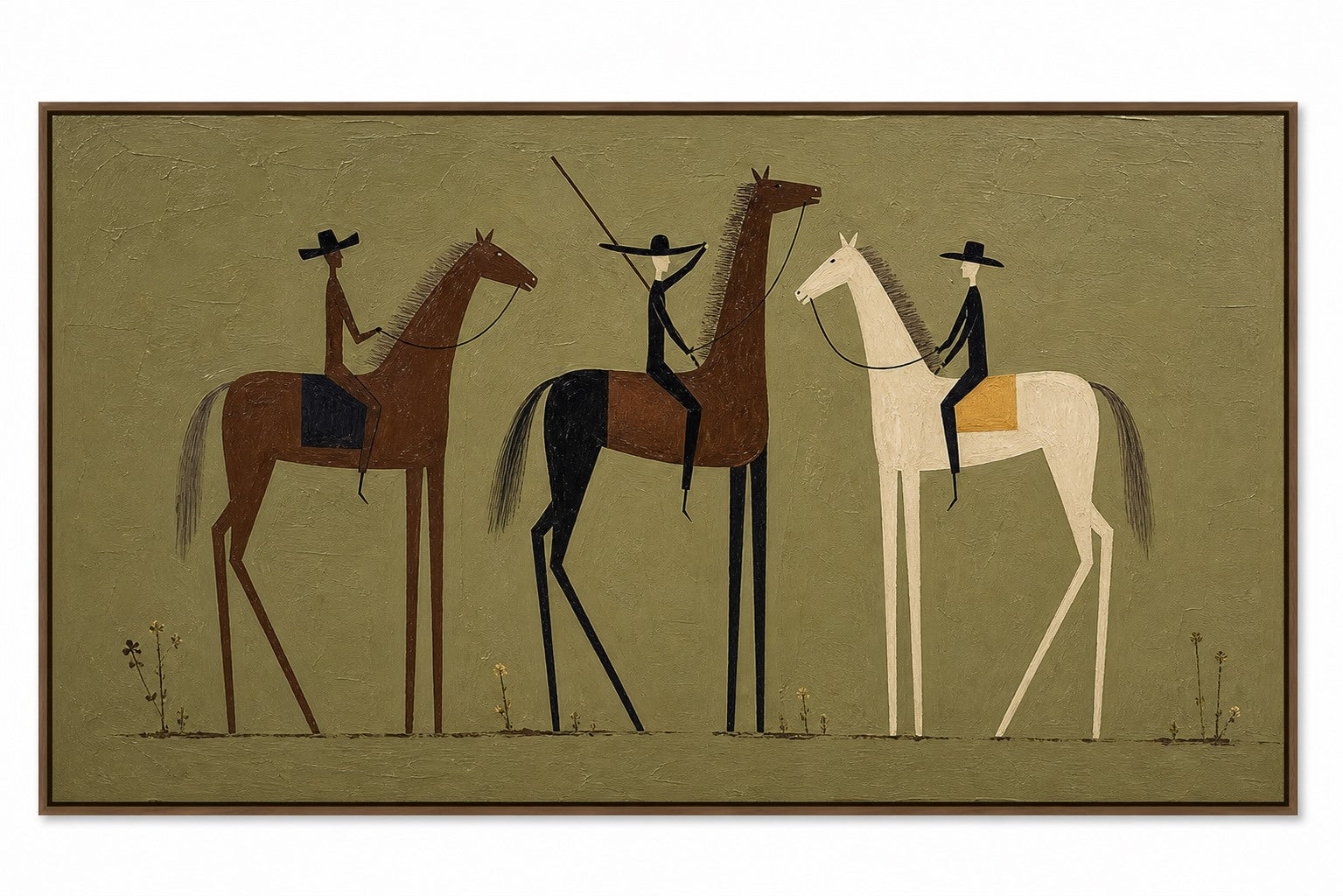Three Riders - Hand-Painted Western Horse Wall Art