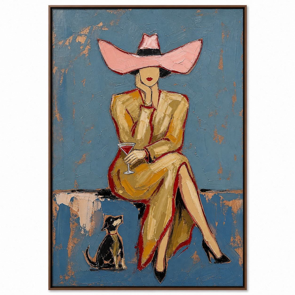 Rose Hat Muse - Hand-Painted Western Fashion Wall Art