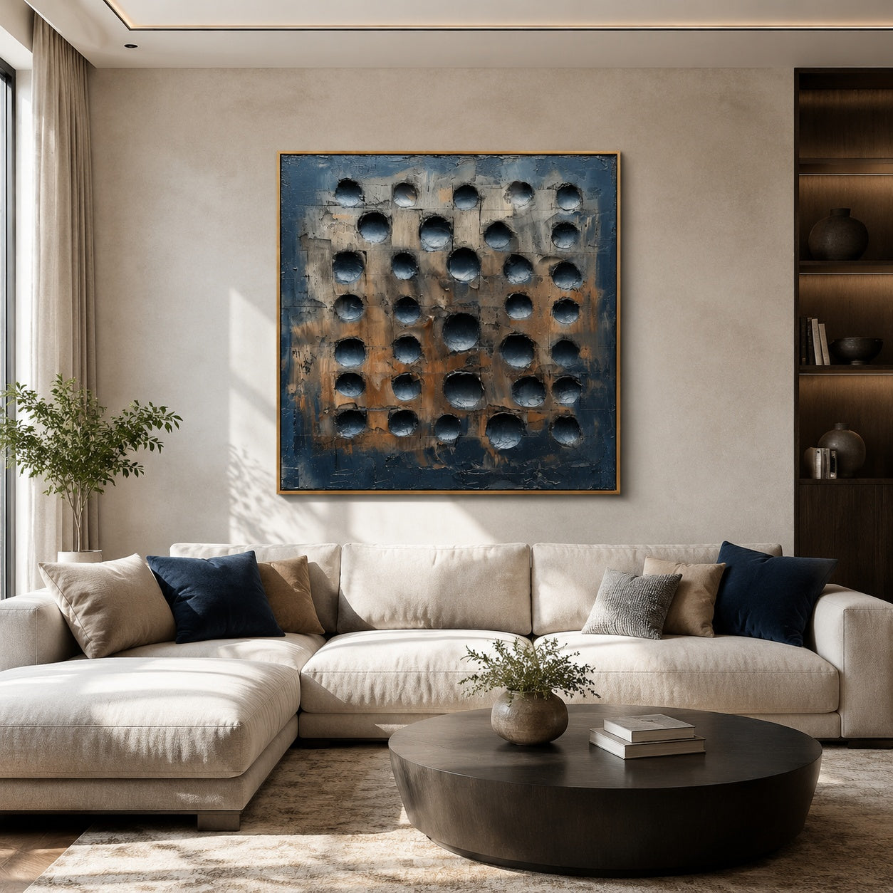Industrial Stone Matrix – Blue Gray Textured Abstract Painting