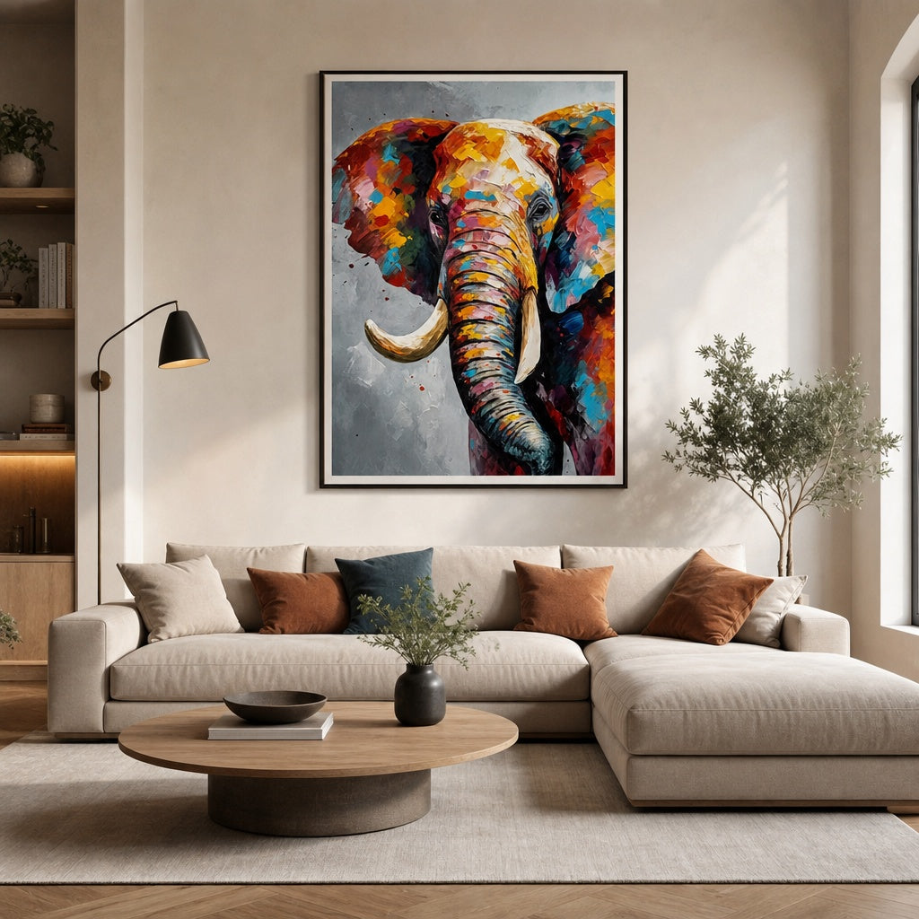 Colorful Elephant Abstract Animal Painting