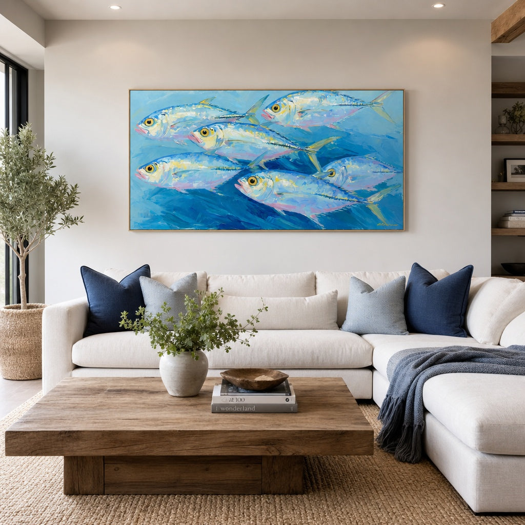 Blue Ocean Fish Coastal Painting