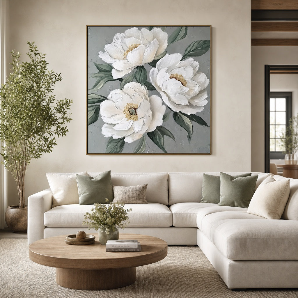 Ivory White Peony Trio