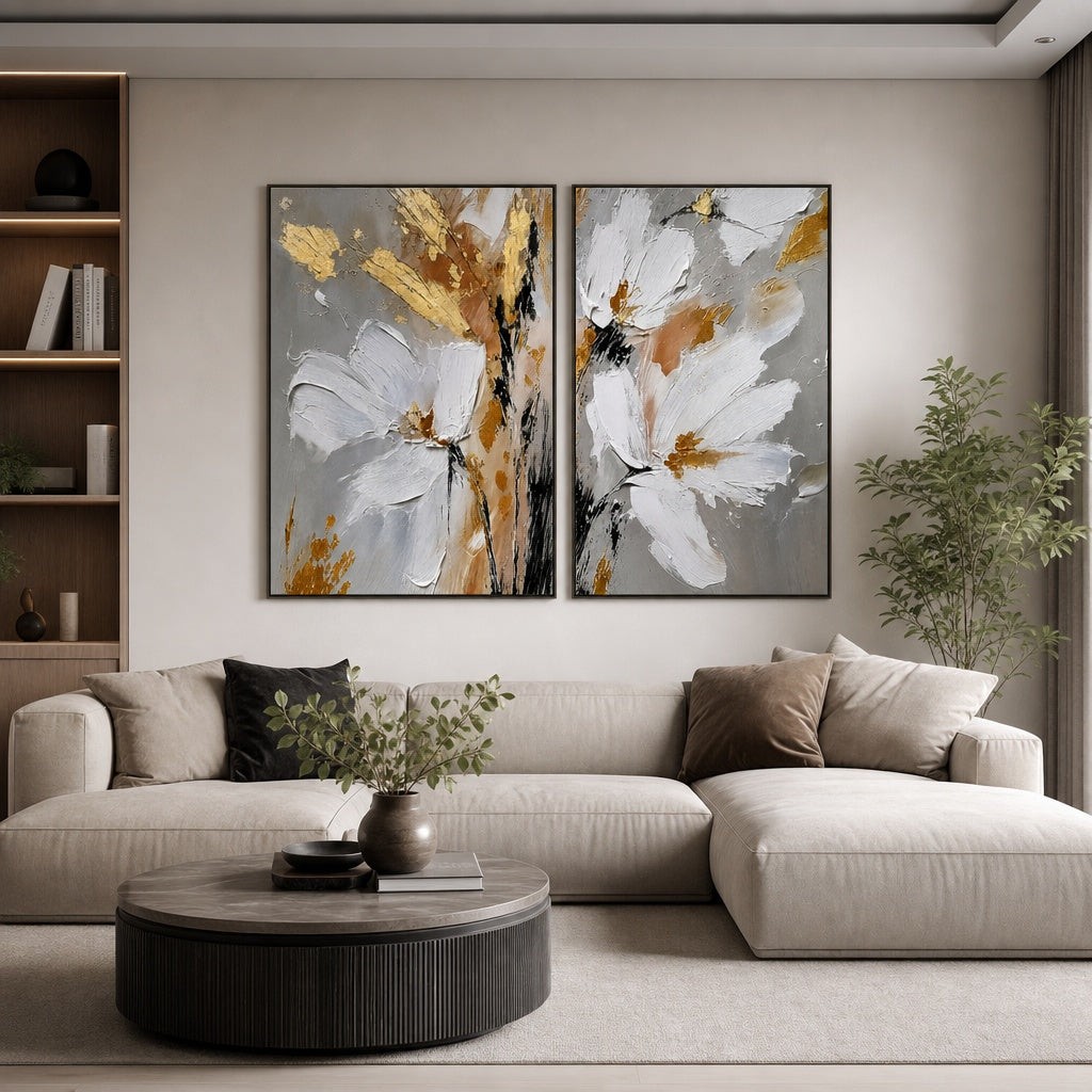 Golden Petal Diptych
