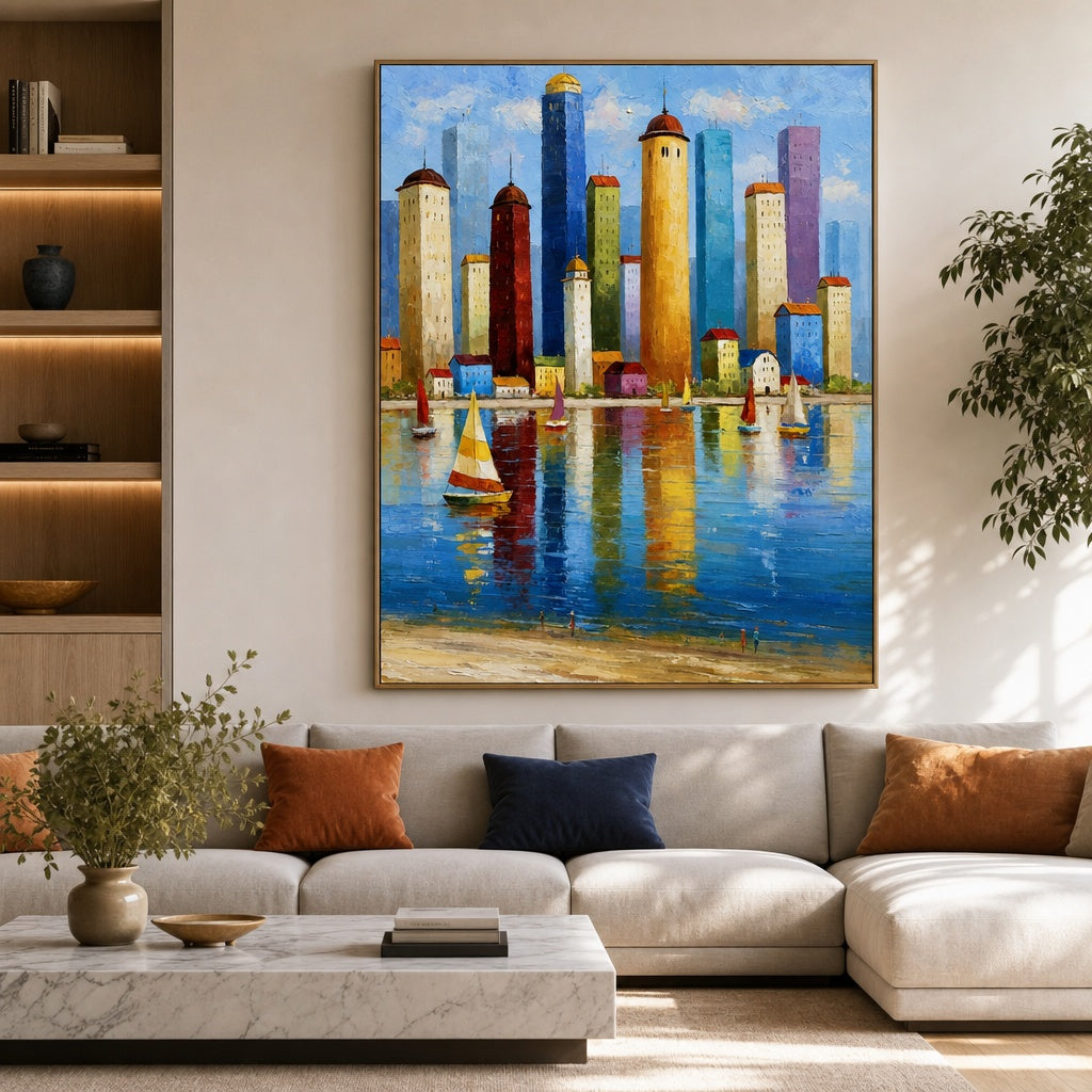 Colorful Waterfront Cityscape