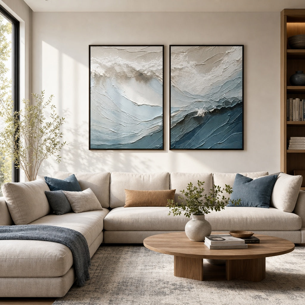Coastal Wave Relief Diptych