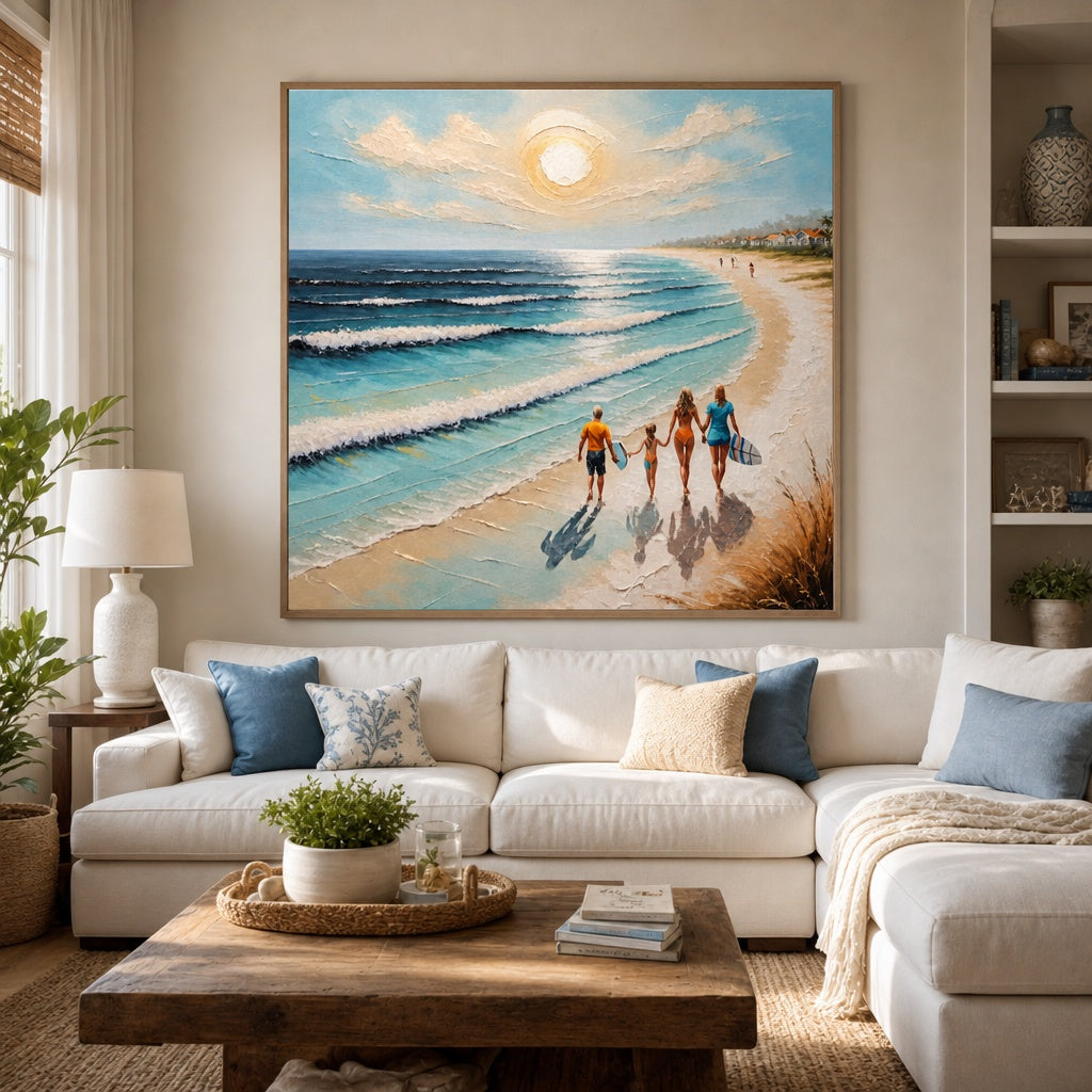 Sunlit Family Shore