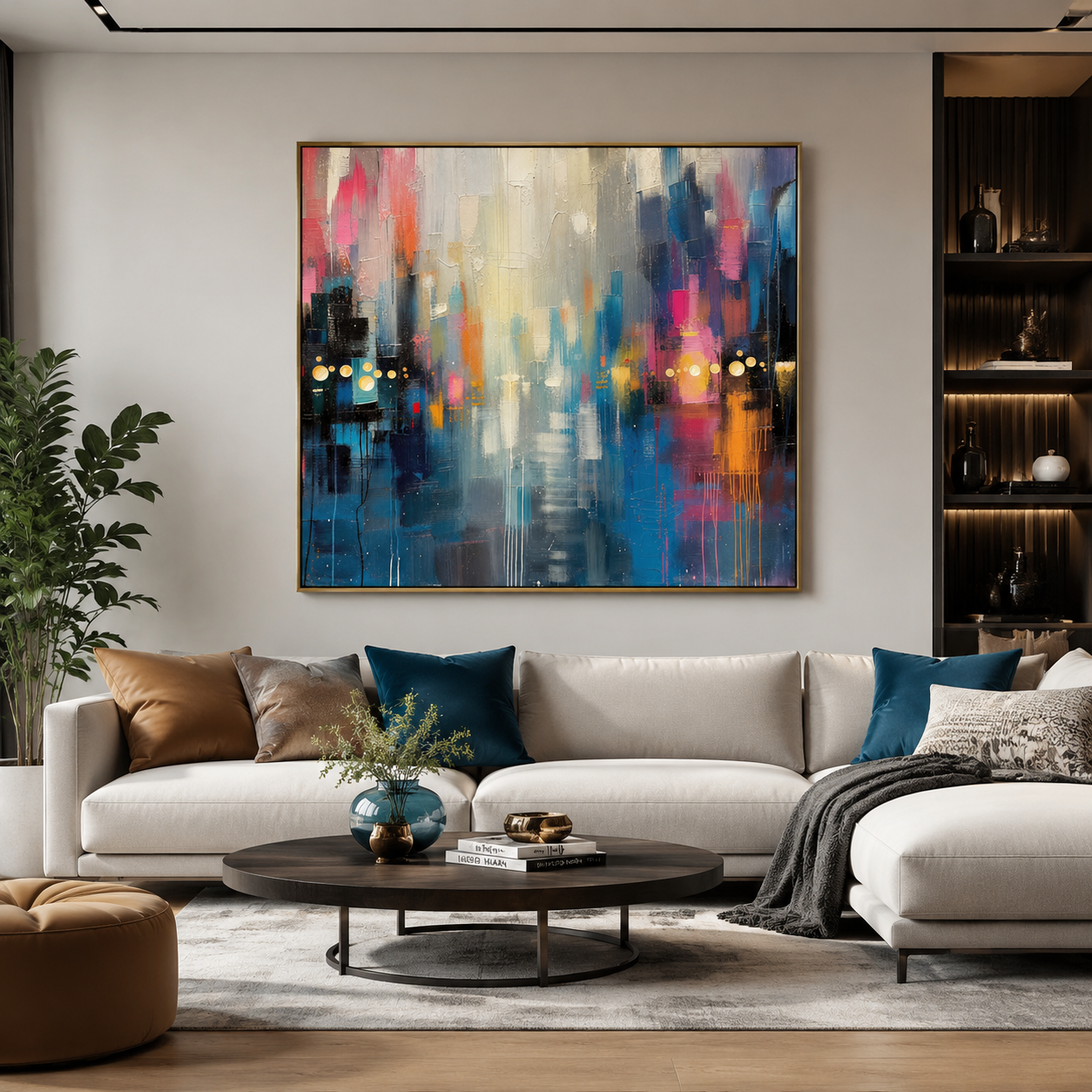 Vibrant City Lights – Colorful Abstract Cityscape Painting