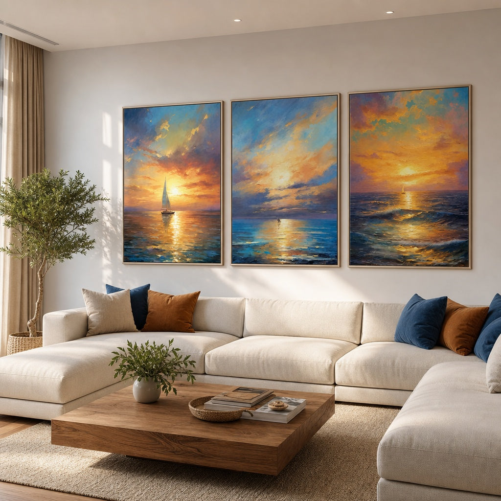 Sunset Sail Triptych