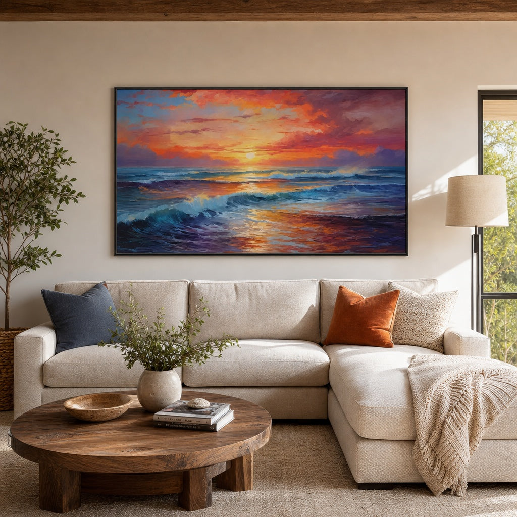 Crimson Sunset Waves