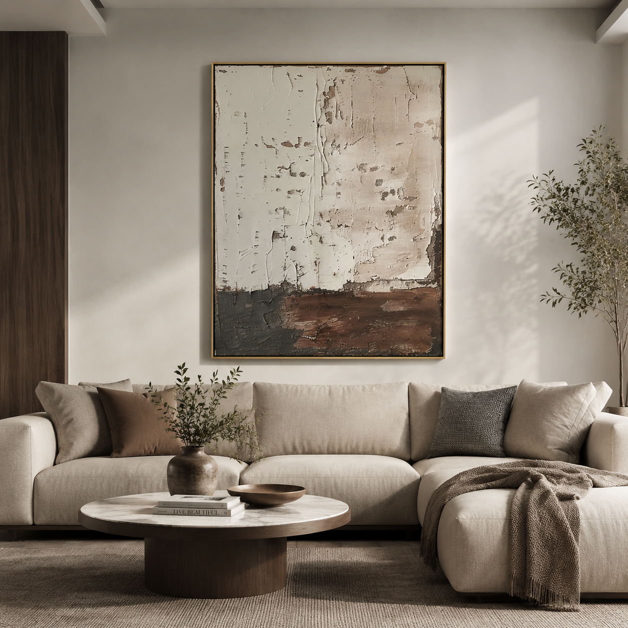 Earthbound Layers – Neutral Brown and Beige Abstract Textured Painting