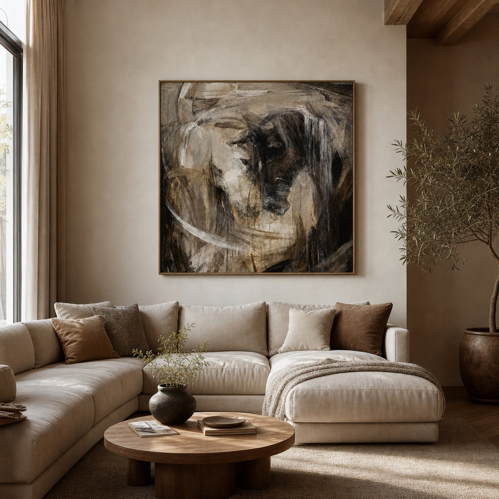 Abstract Horse Couple Portrait Painting