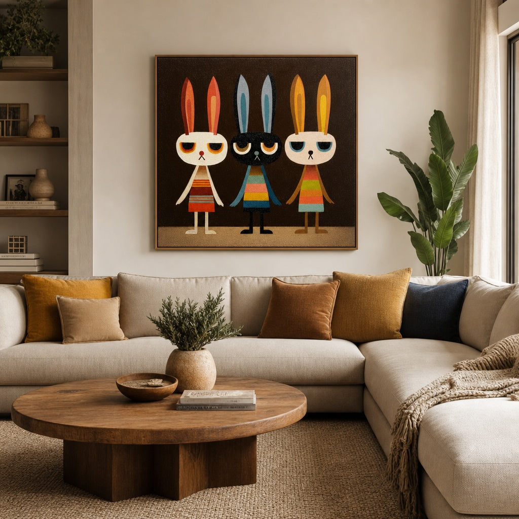 Colorful Bunny Character Pop Art Painting