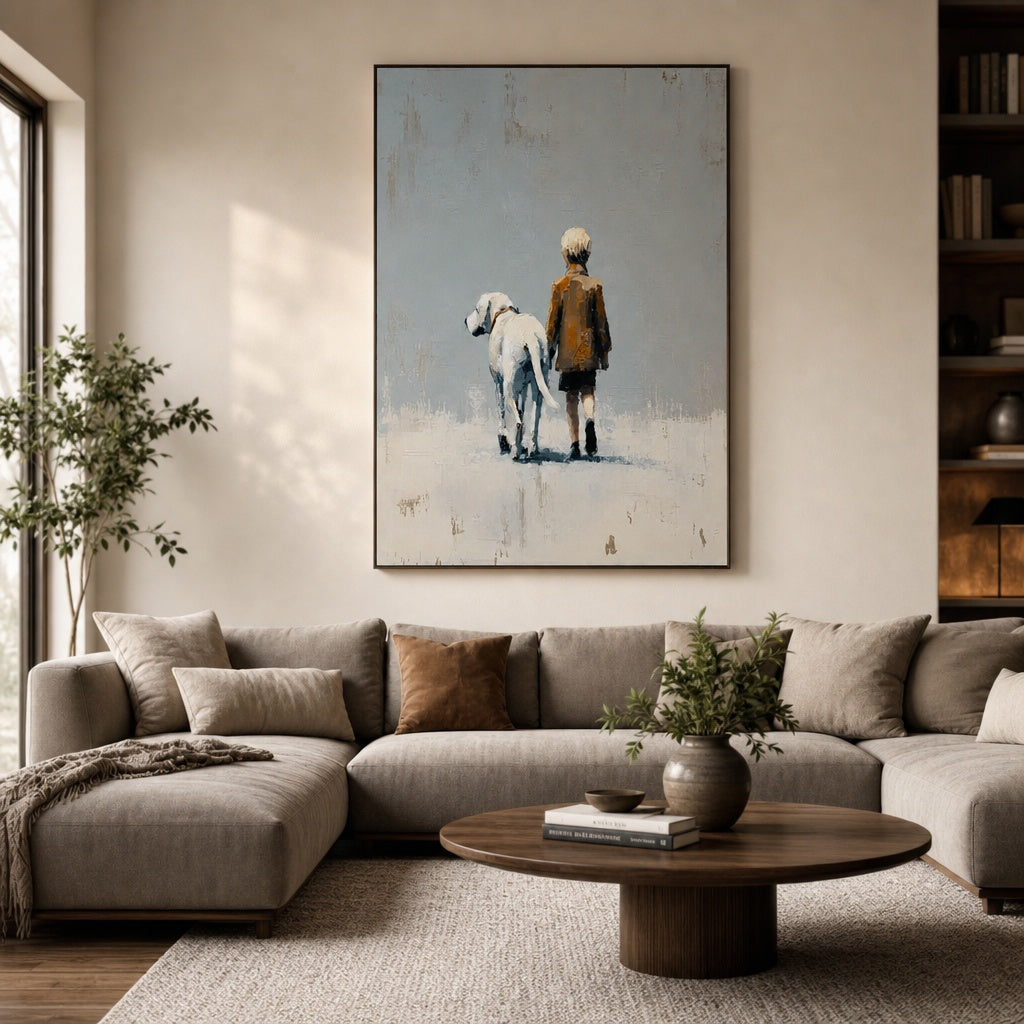 Walking With My Dog Minimalist Painting