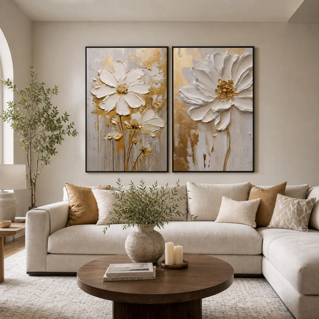 Golden Daisy Diptych