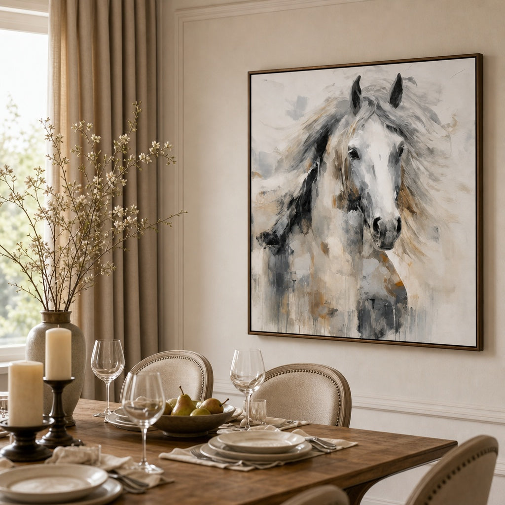 White Horse Abstract Portrait Painting