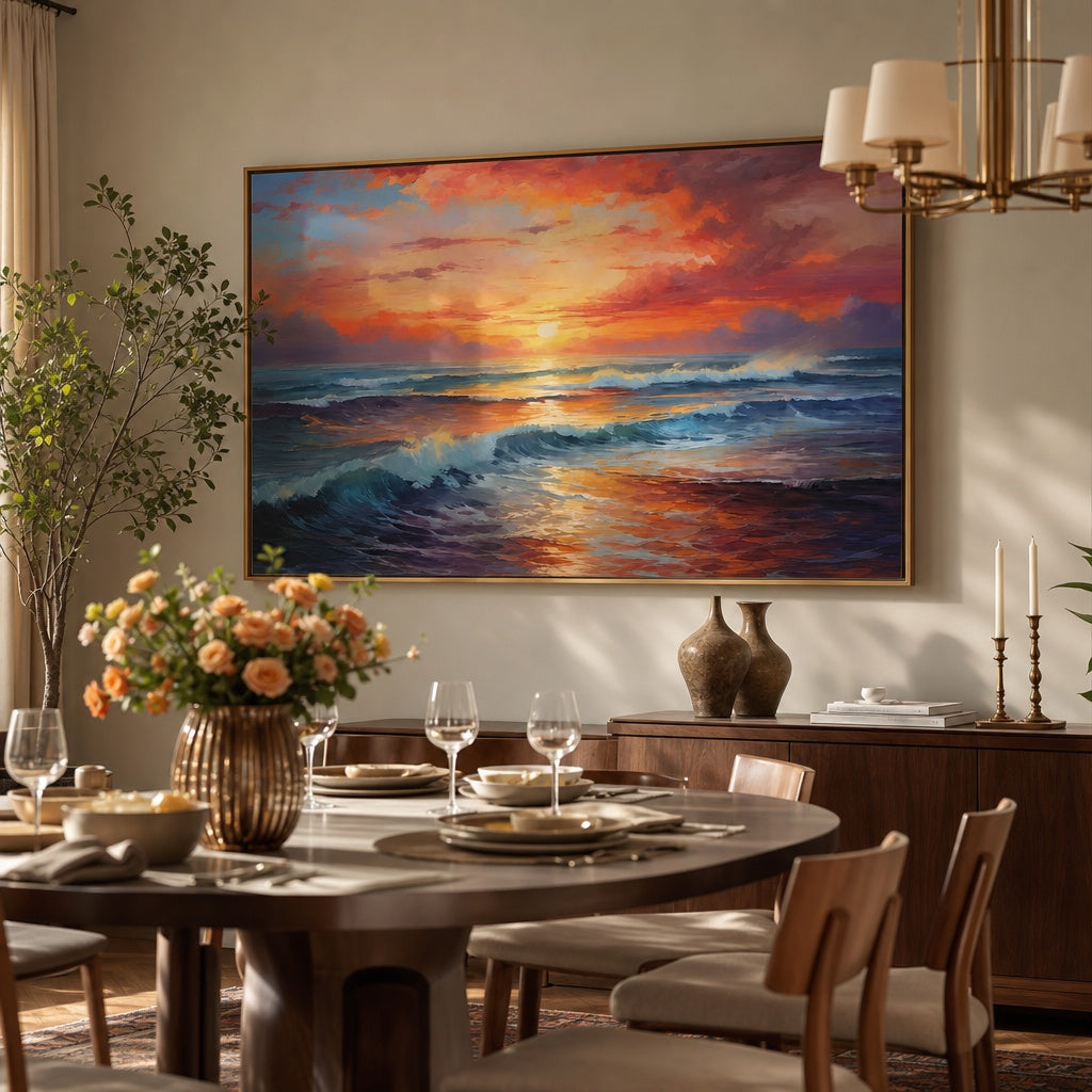 Crimson Sunset Waves