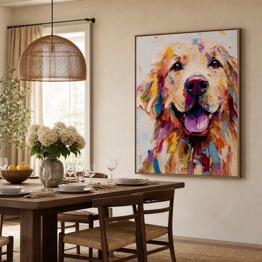 Colorful Golden Retriever Portrait Painting