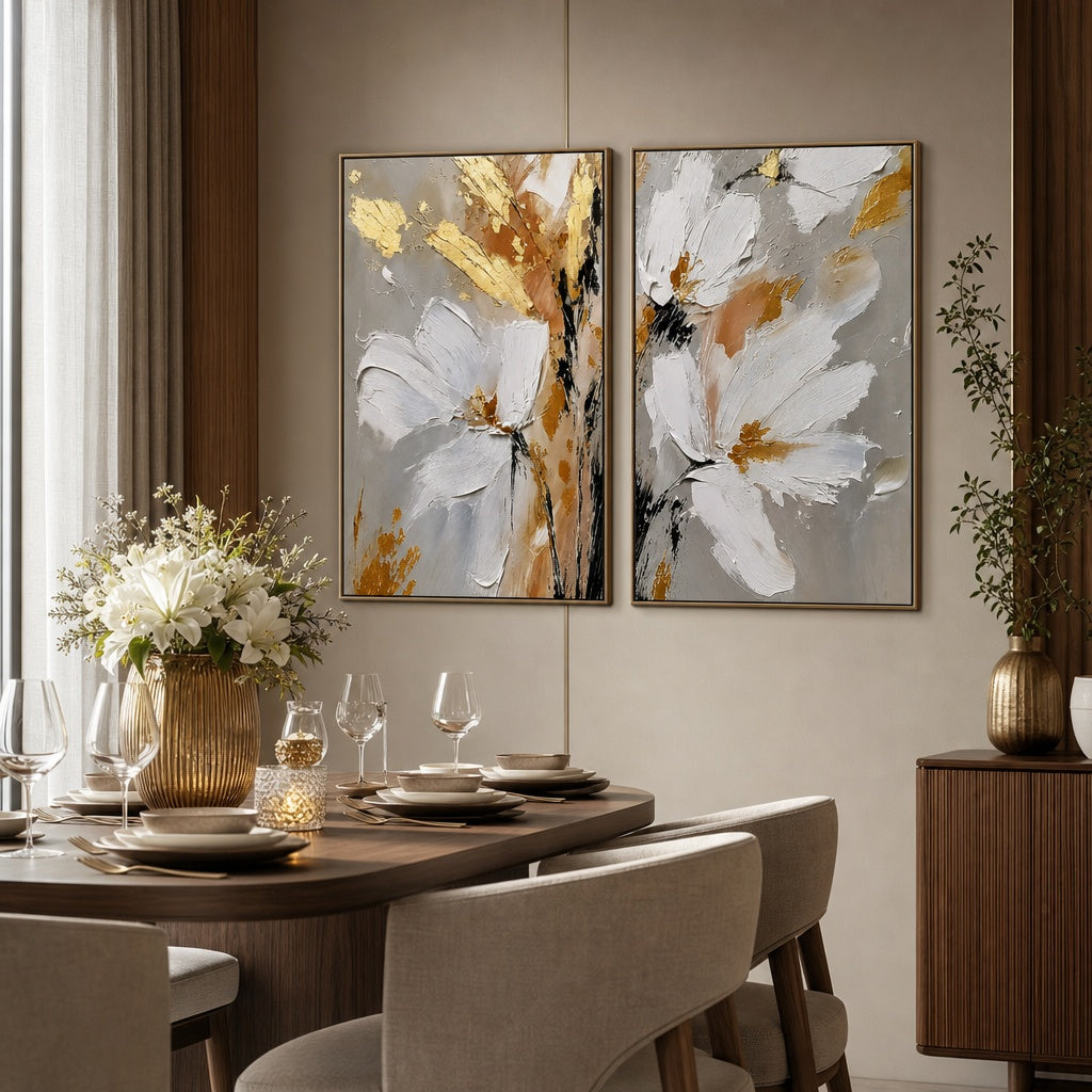 Golden Petal Diptych