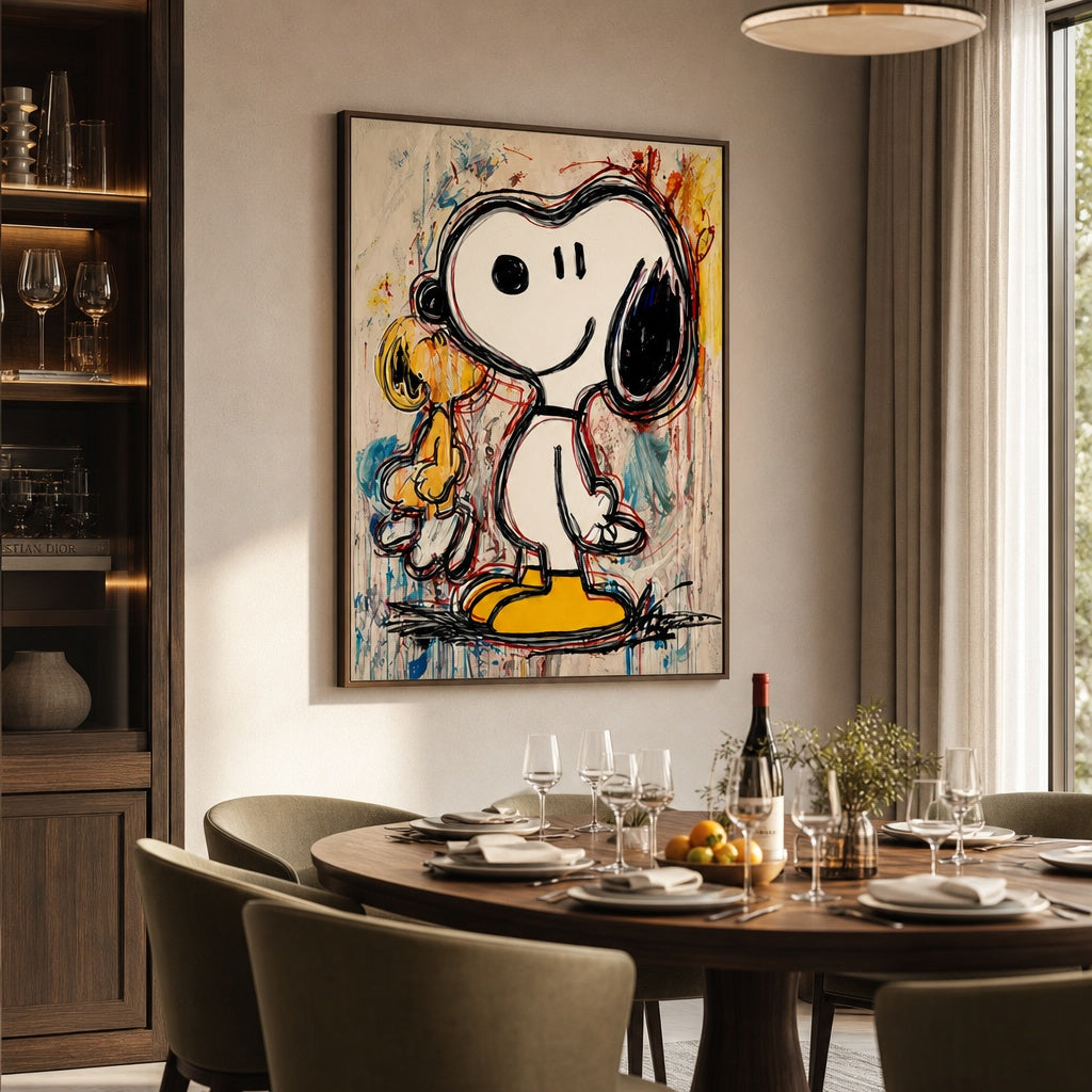 Playful White Dog Pop Art Painting