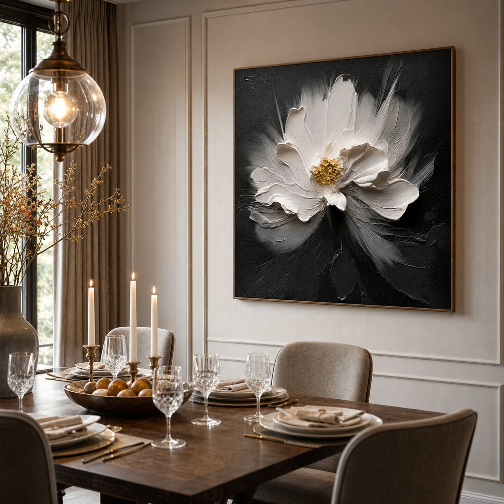 White Magnolia on Charcoal