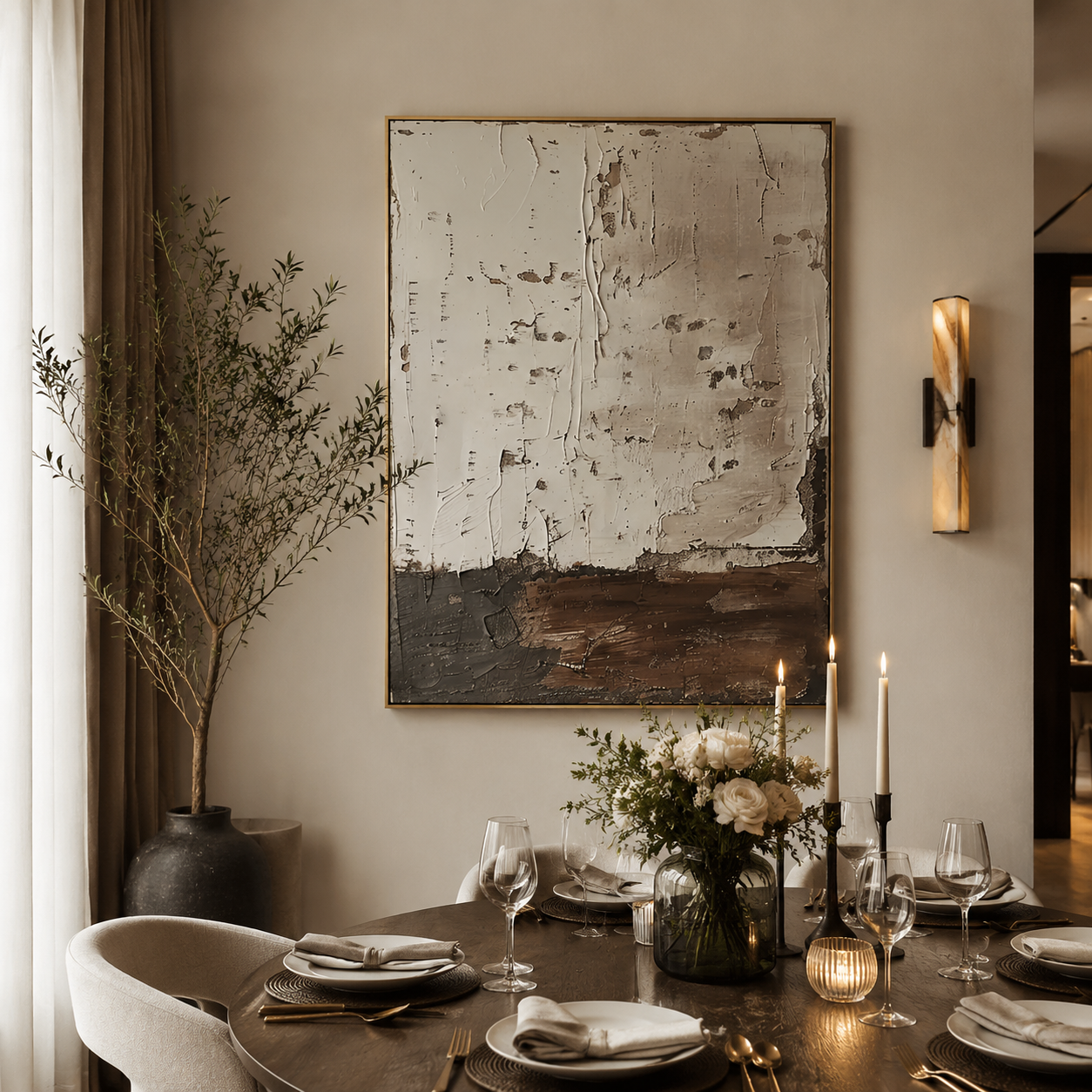 Earthbound Layers – Neutral Brown and Beige Abstract Textured Painting