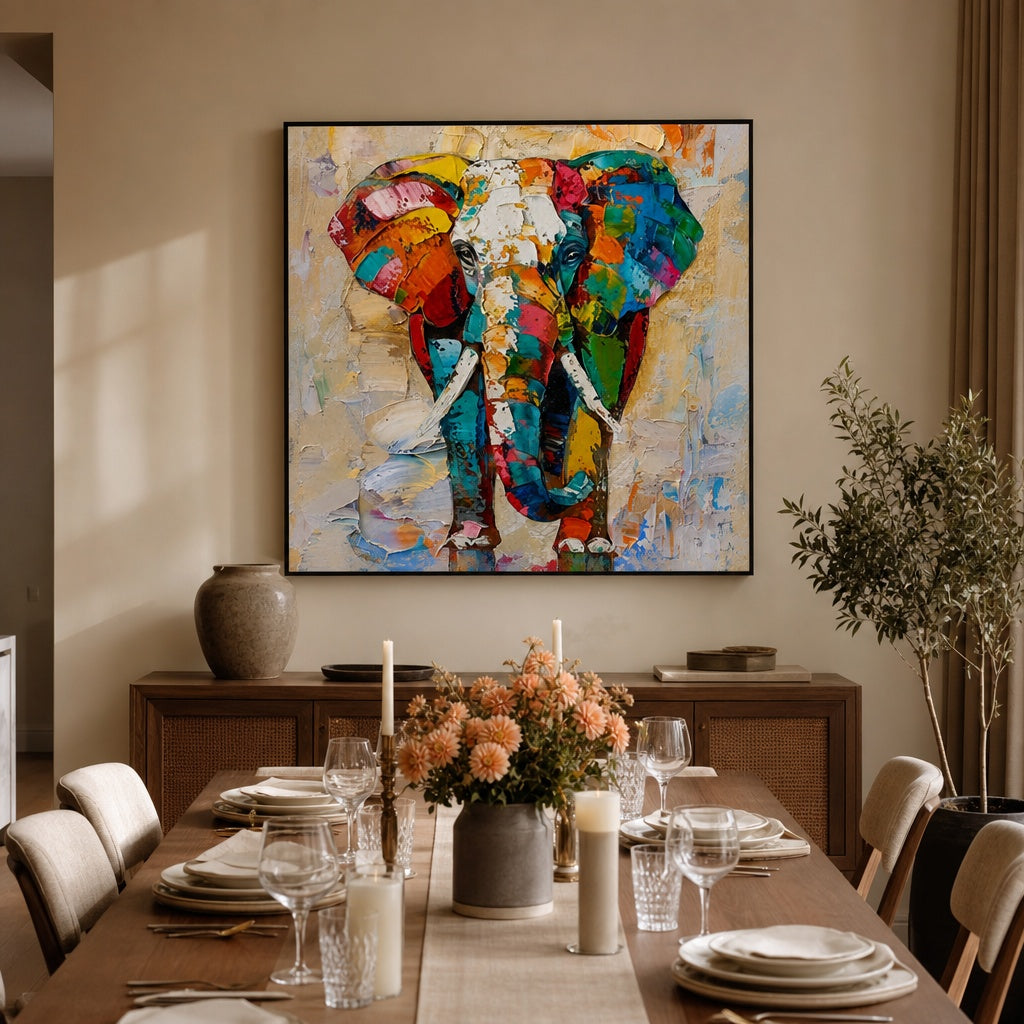 Colorful Elephant Abstract Portrait Painting