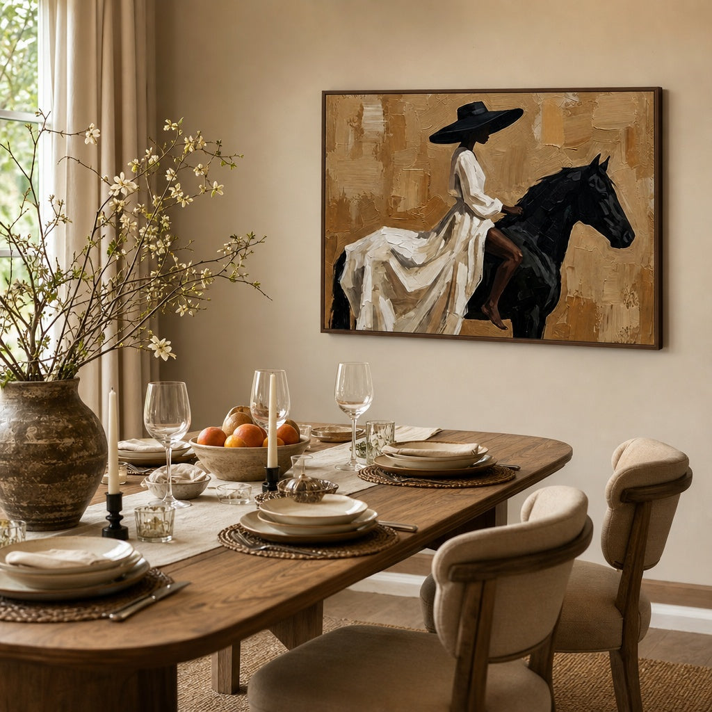 Black Horse Rider Bohemian Painting