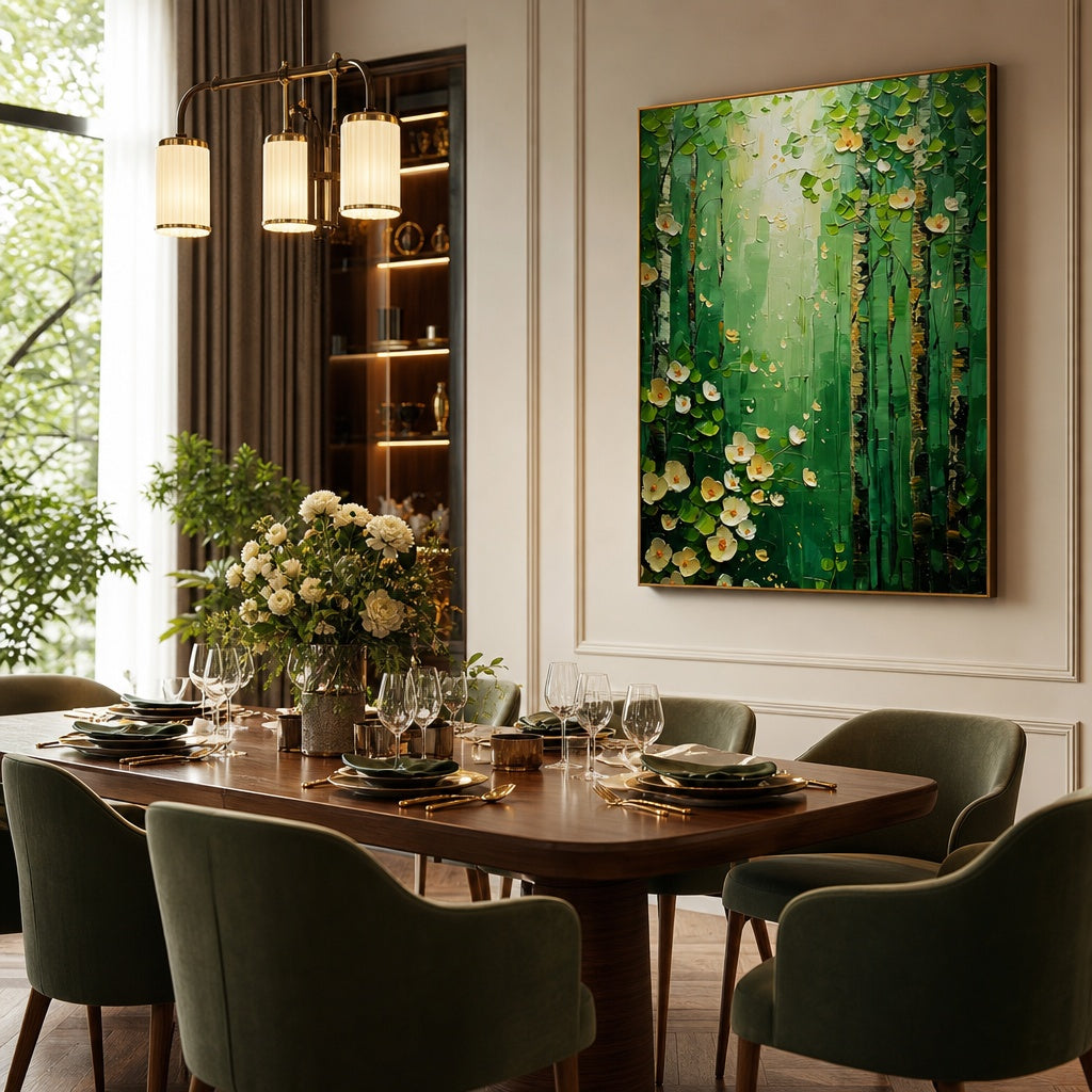 Emerald Bamboo Blossoms