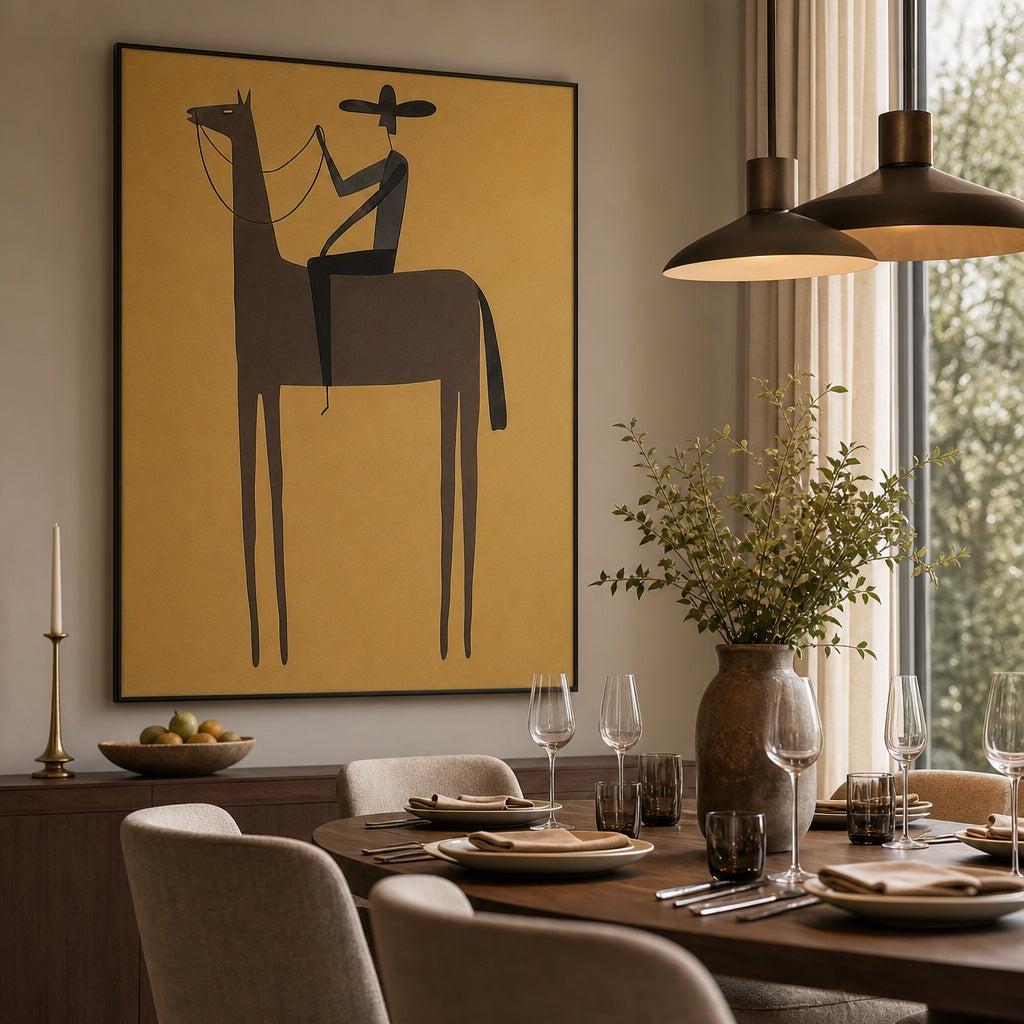 Minimalist Cowboy Horse Painting