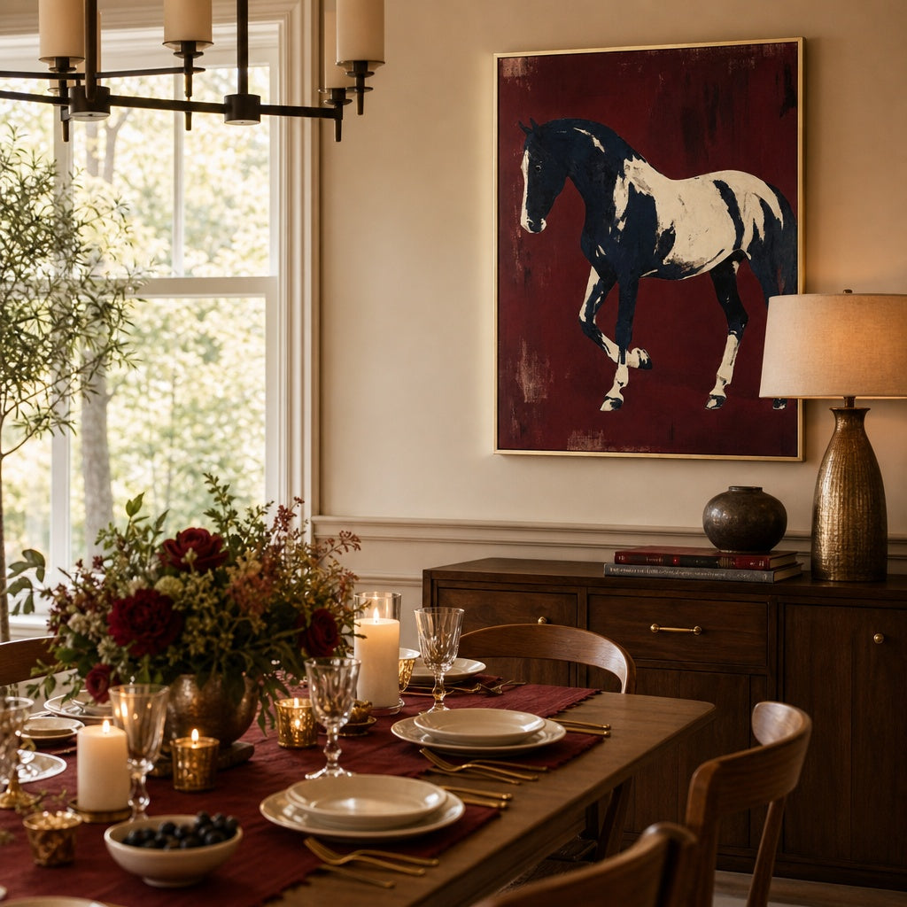 Black and White Horse Portrait Painting