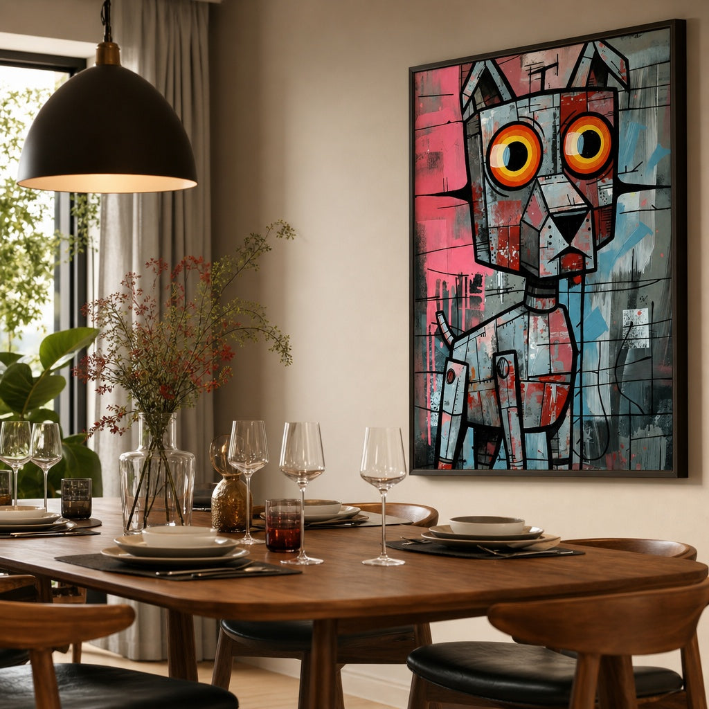Abstract Robot Cat Portrait