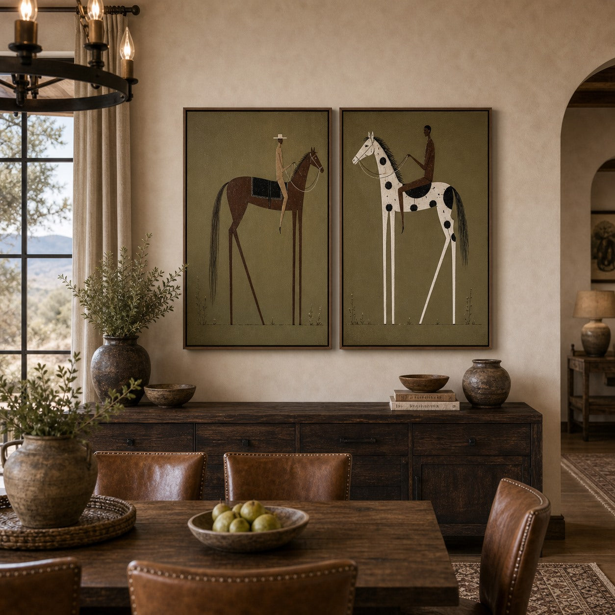 Prairie Pair - Hand-Painted Western Horse Diptych Wall Art