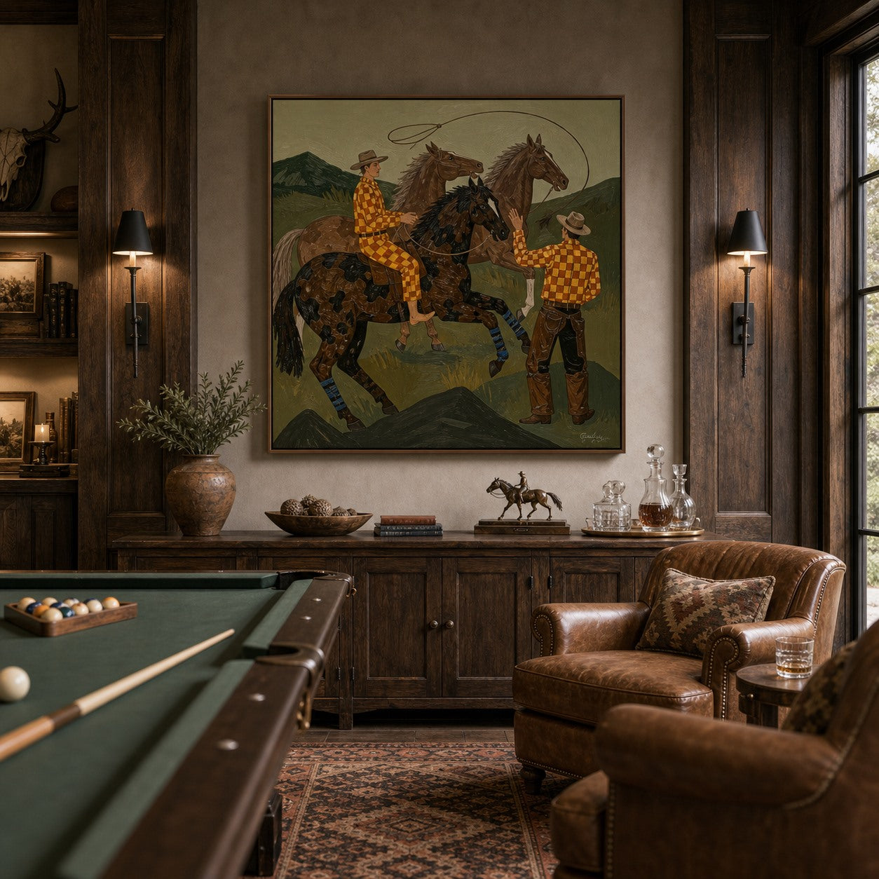 Ranch Roundup - Hand-Painted Western Horse Wall Art