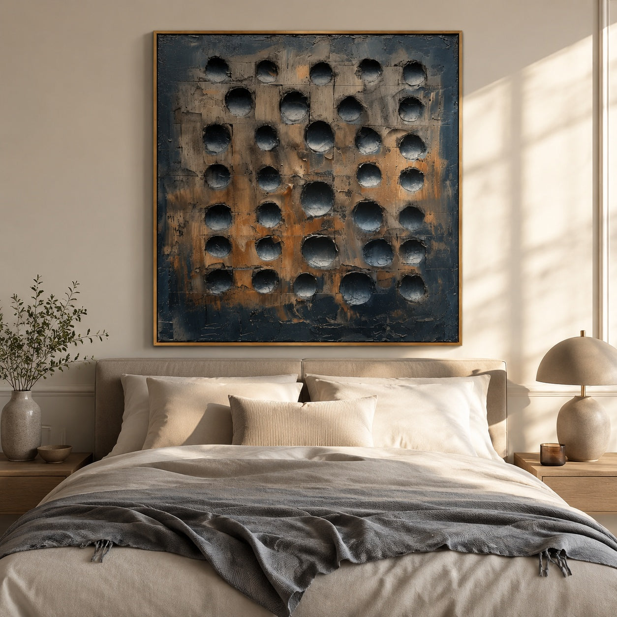 Industrial Stone Matrix – Blue Gray Textured Abstract Painting