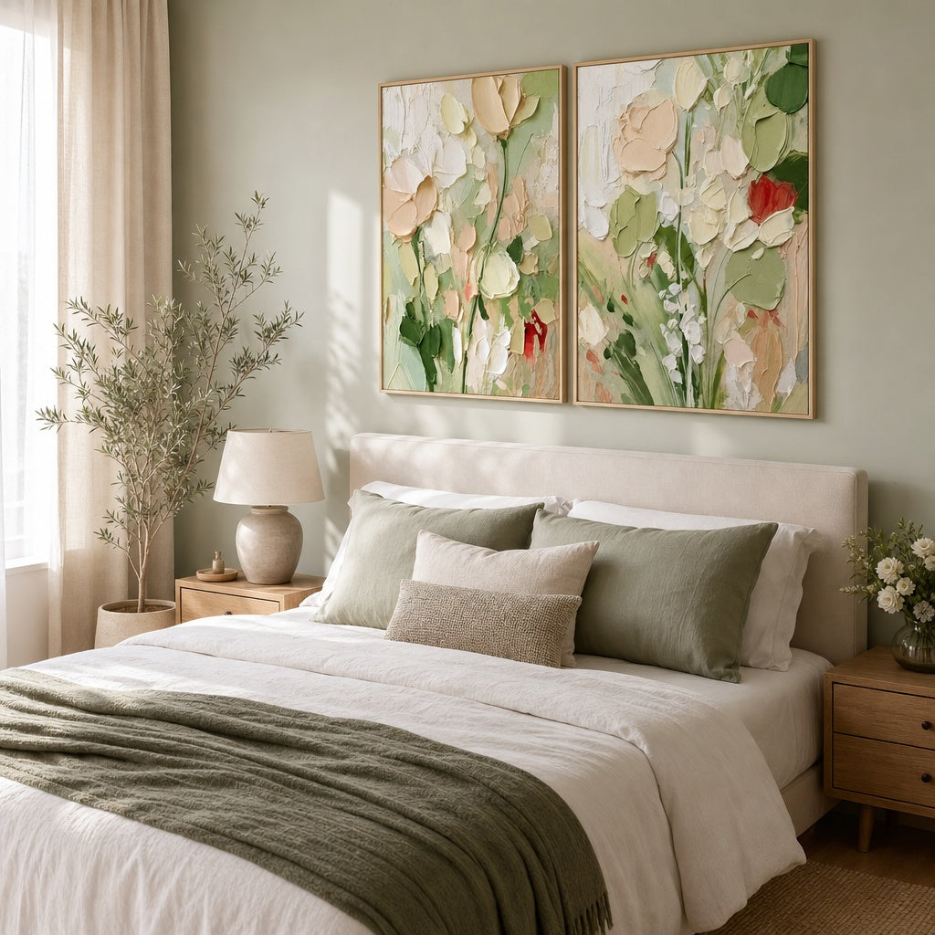 Pastel Garden Diptych