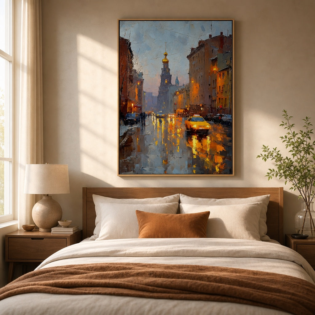 Rainy City Evening Glow