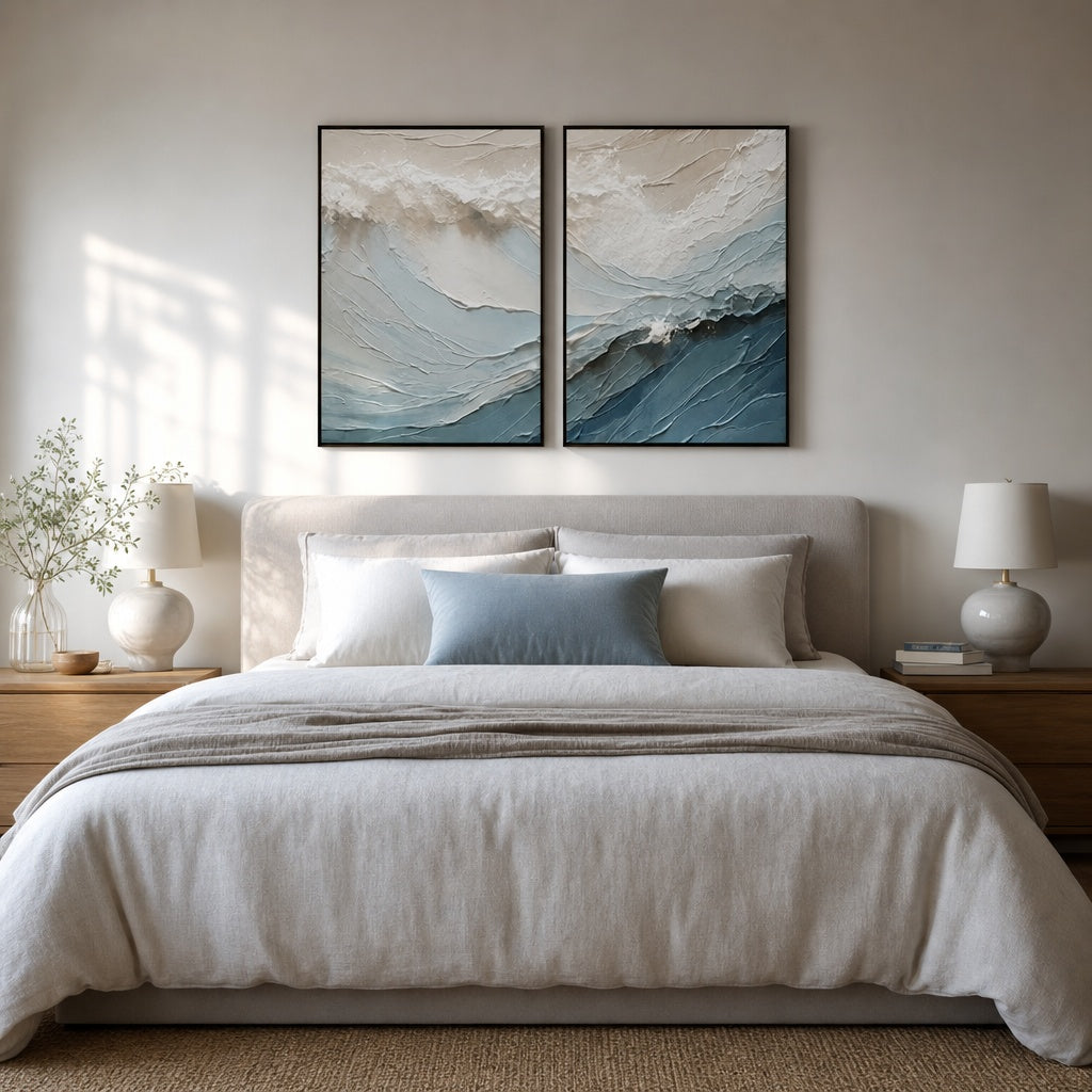 Coastal Wave Relief Diptych