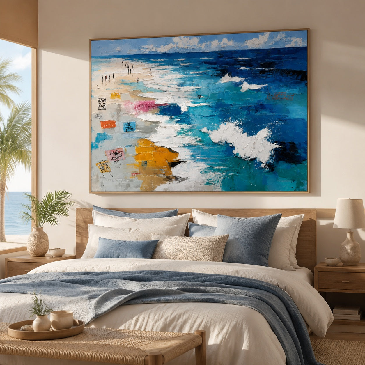 Turquoise Ocean Shore – Textured Abstract Beach Painting