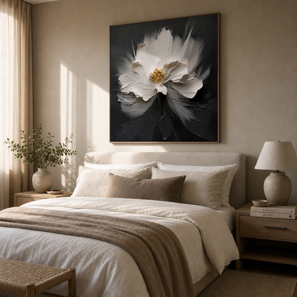 White Magnolia on Charcoal
