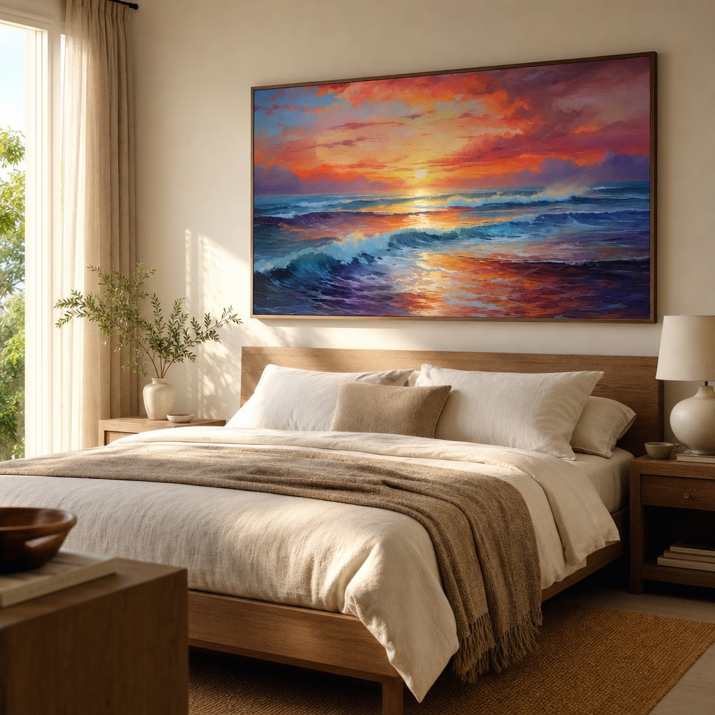 Crimson Sunset Waves