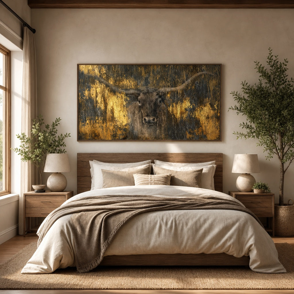 Golden Bull Textured Wildlife Painting