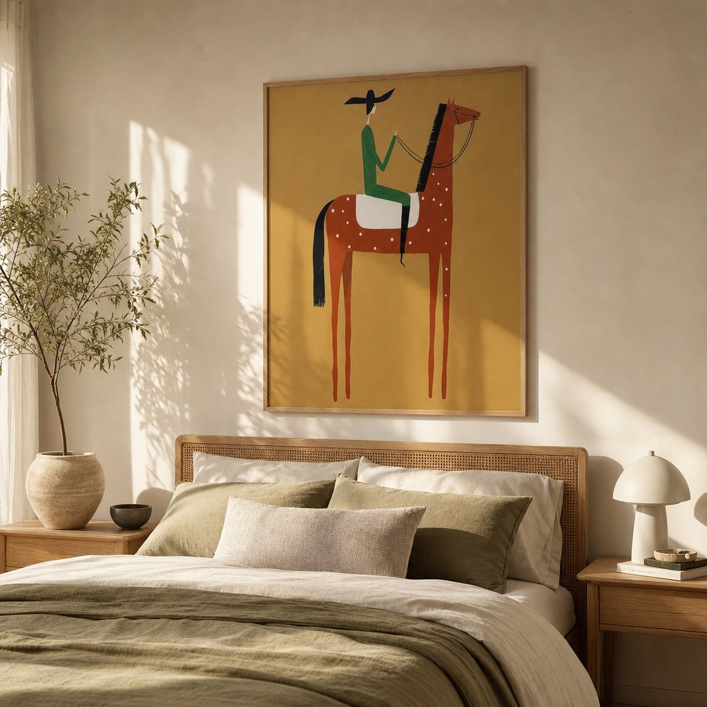 Minimalist Western Horse Rider Painting