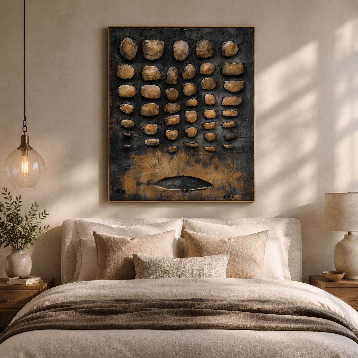Stone Vessel – Brown and Black Textured Abstract Painting