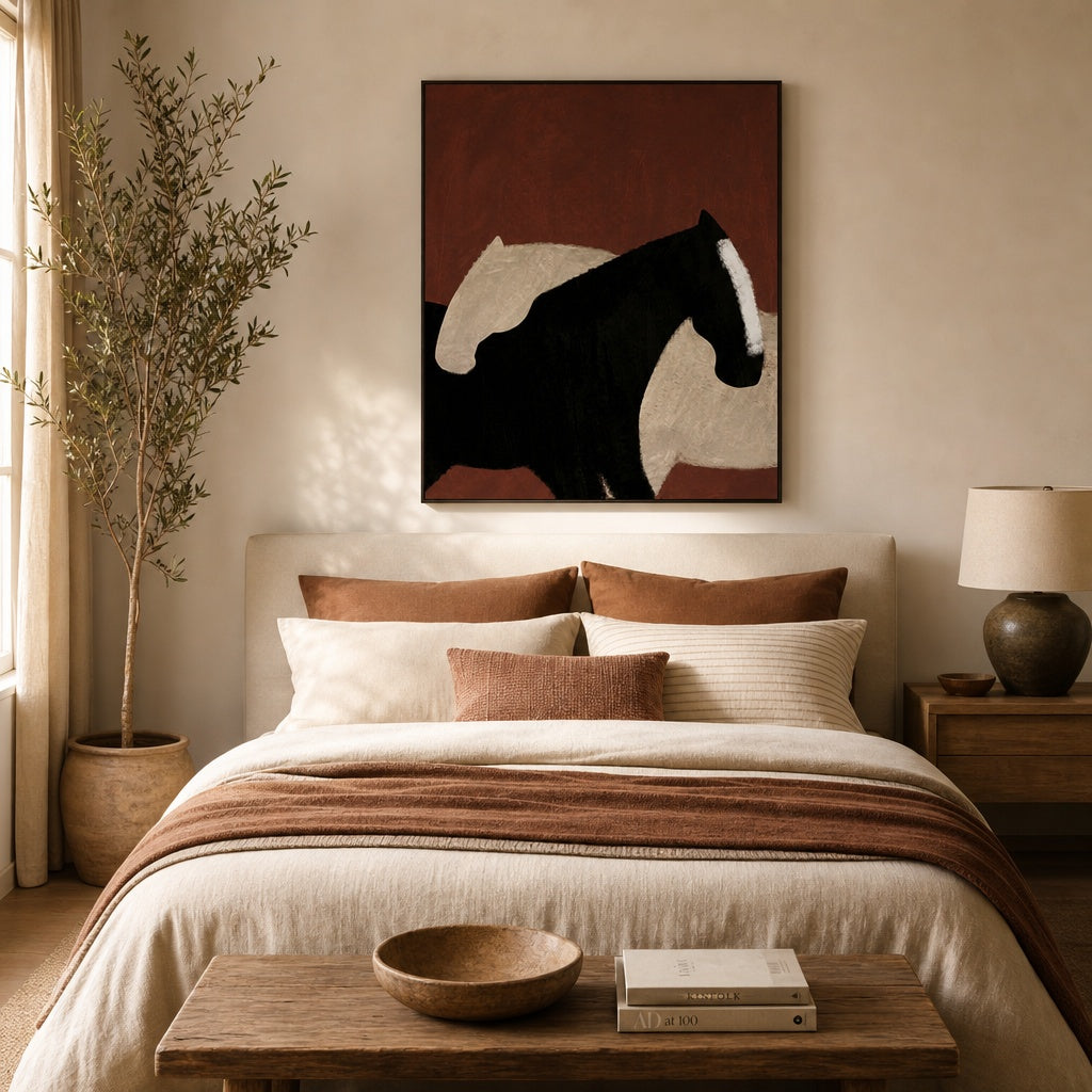 Black and White Horse Abstract Painting