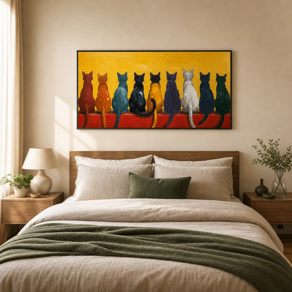 Colorful Cat Silhouette Wall Art Painting