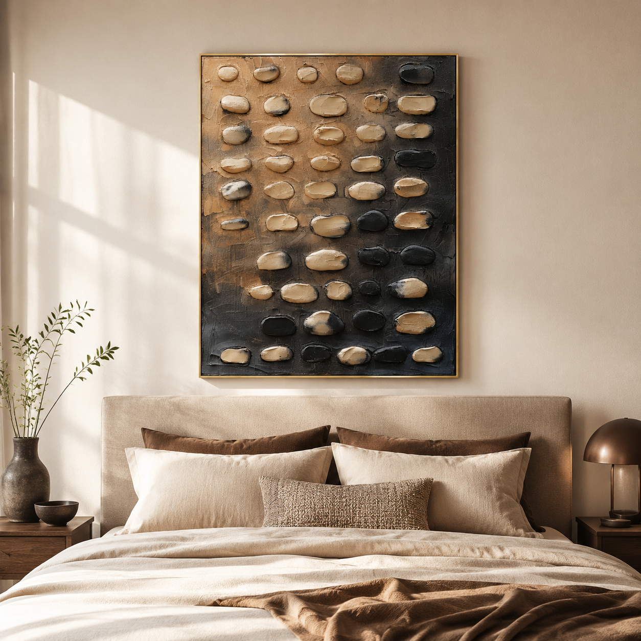 Earthstone Rhythm – Brown and Black Textured Abstract Painting