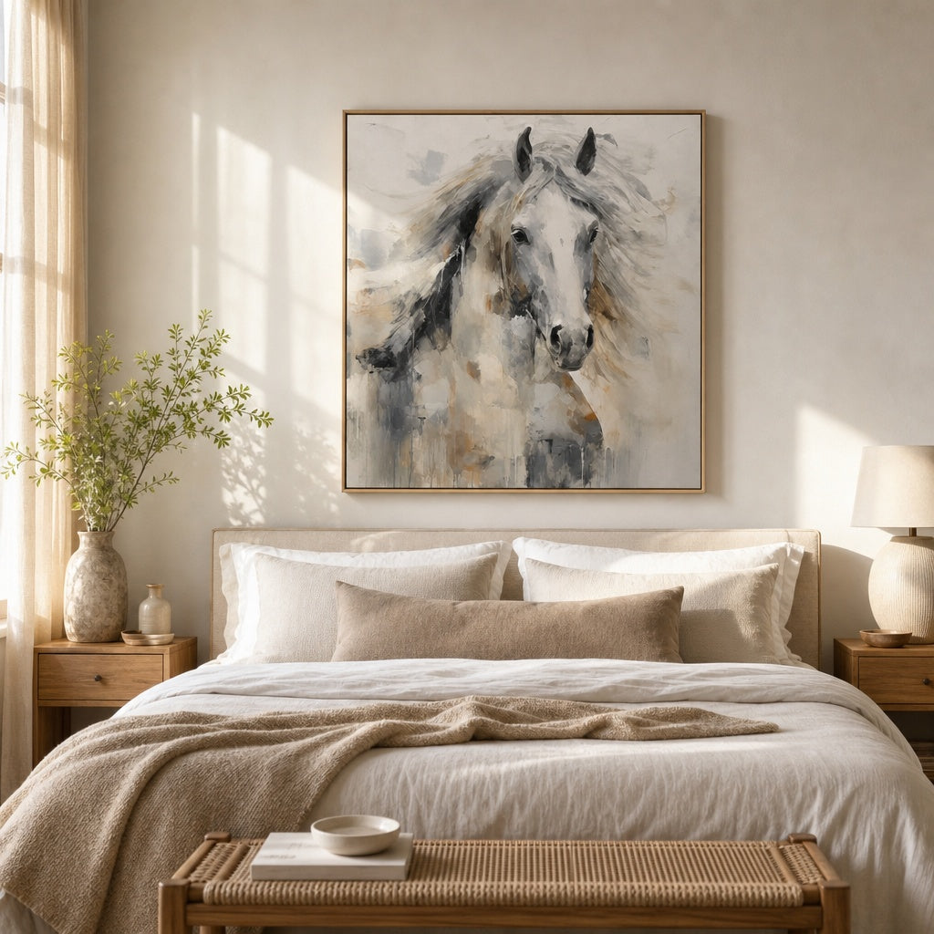 White Horse Abstract Portrait Painting