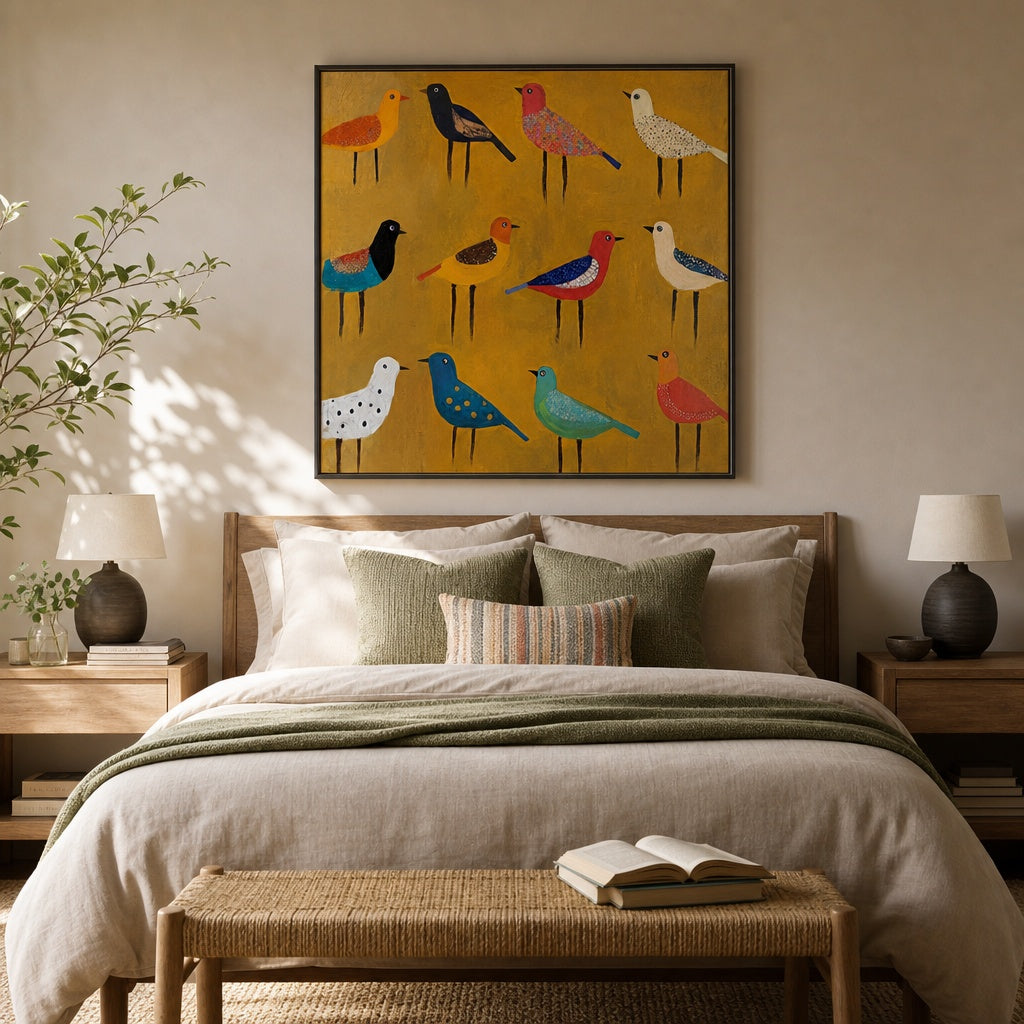 Colorful Bird Garden Painting