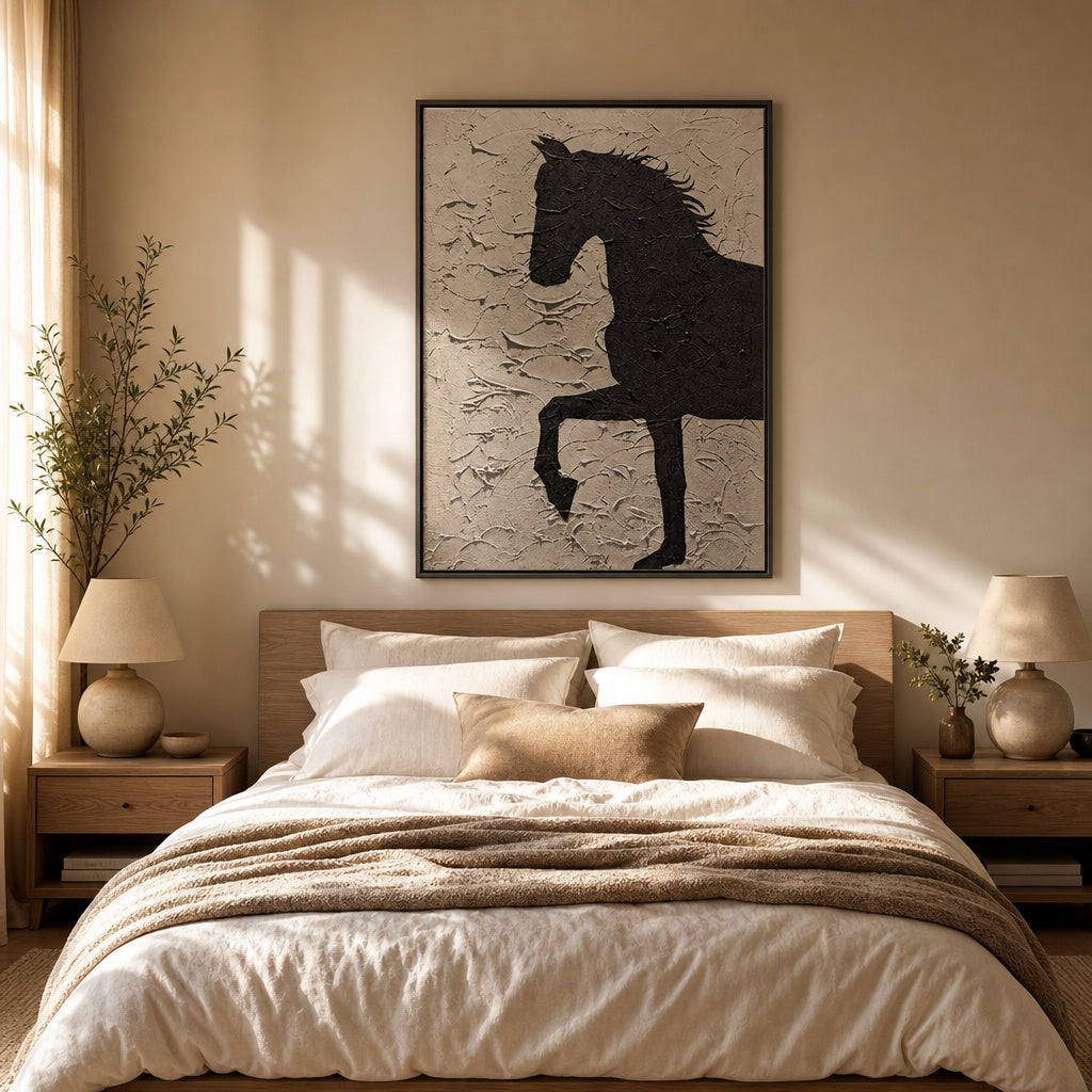 Black Horse Relief Texture Painting